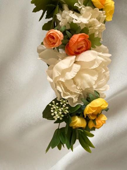 Cross Wreath, Peony, Rose, Hydrangea, Easter Spring Decor, Church Wedding Decor, Baptism, Baby Nursery